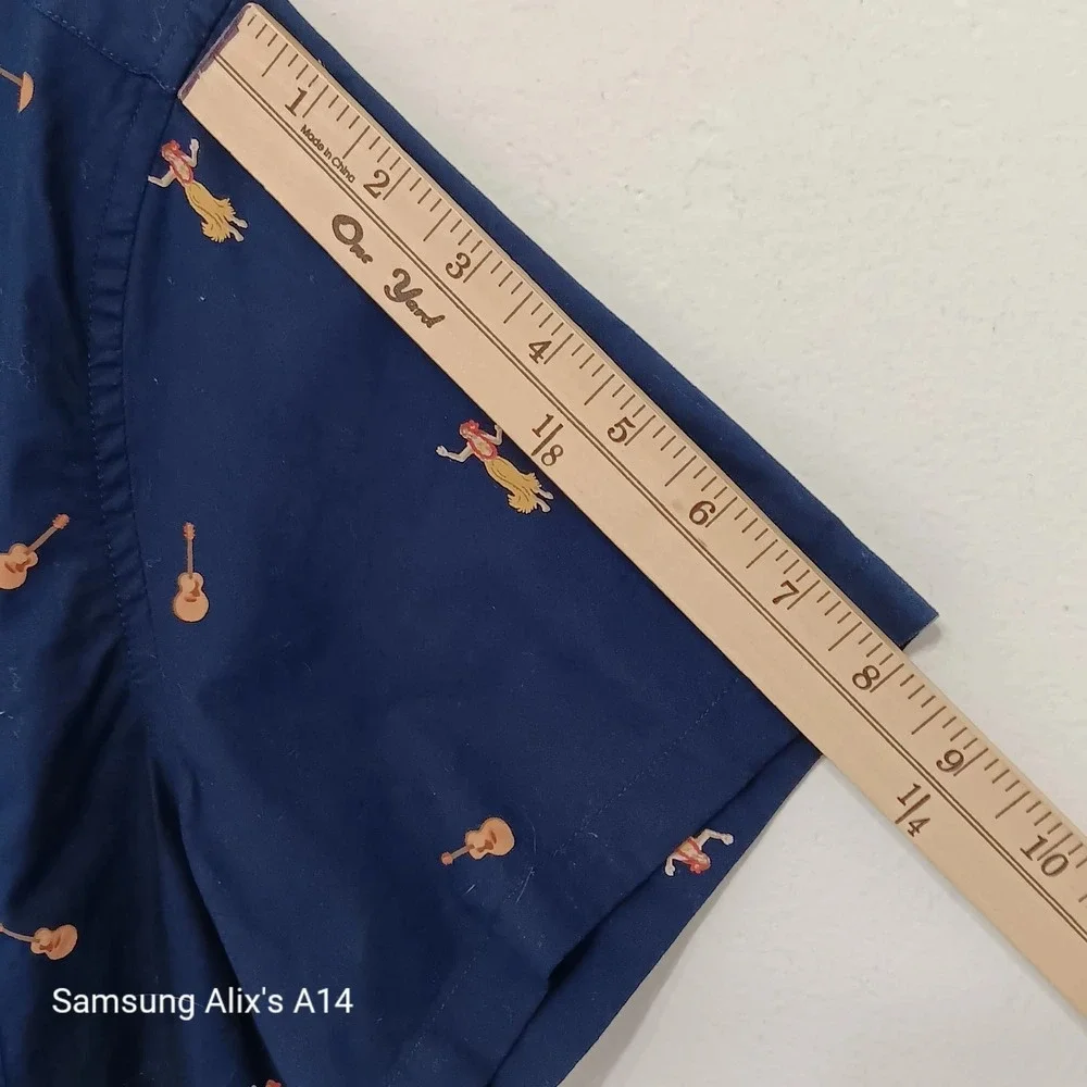 J. Crew Men's Hawaiian‎ Shirt Medium VTG Navy Blue Aloha Tropical Button